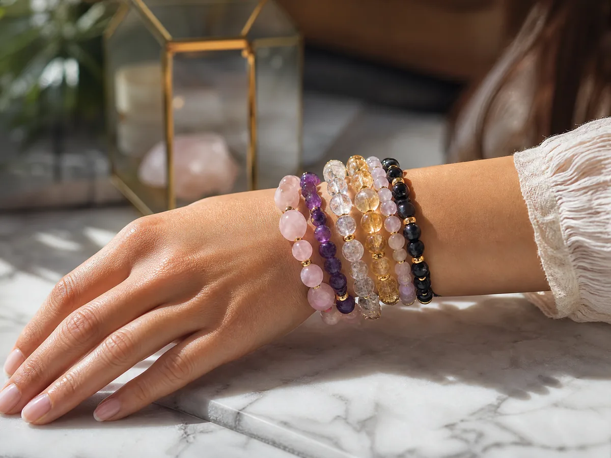 Stacked crystal bracelets